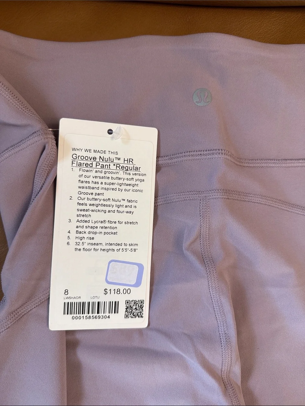 NWT Lululemon Groove Nulu High-Rise Flared Pant Sz 8 Regular Lotus Lavender